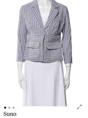 SUNO Blue and White Pinstripe Tailored Blazer